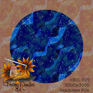Blue Cartoon Galaxy, Chickens in Space Coordinating File, Seamless File, Digital Paper