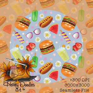 Girly BBQ, Summer Fun (Multi Directional) Seamless File, Digital Paper
