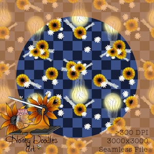 Sunflower Lightbulb Vase, Seamless File, Digital Paper