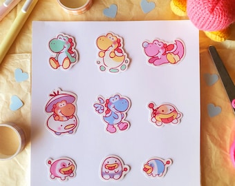 Juego de pegatinas de Yoshi lindo