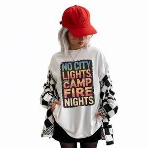 No City Lights Just Campfire Nights PNG | Retro Camping Sublimation Design | Campfire Tent Clipart | Summer Adventure Shirt Graphic  Digital