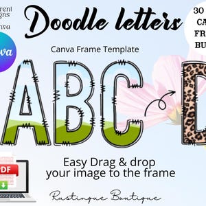 30 Alphadoodle Custom Canva Frames Fonts,