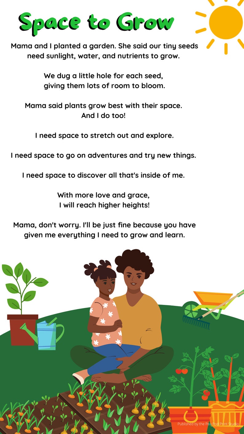 Digital Poetry Printable space to Grow Etsy