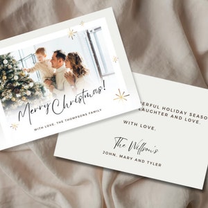 Photo Christmas Card Template, Christmas Holiday Card, Minimalist Christmas Card, Merry Christmas, Editable Christmas Template, Digital File