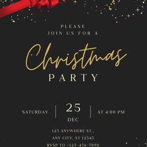 Invito per festa di Natale di lusso, modello digitale, biglietto di Natale modificabile