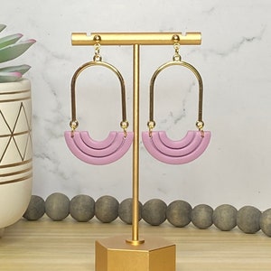 Arch Dangle Earrings, Polymer Clay Earrings, Dangle Earrings, Arch Earrings, Pink, Blue, Purple, Lightweight, Handmade, Stylish Earrings Lavendar