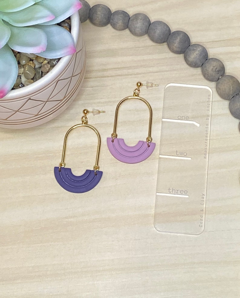 Arch Dangle Earrings, Polymer Clay Earrings, Dangle Earrings, Arch Earrings, Pink, Blue, Purple, Lightweight, Handmade, Stylish Earrings image 6