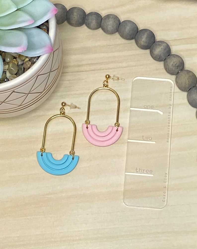 Arch Dangle Earrings, Polymer Clay Earrings, Dangle Earrings, Arch Earrings, Pink, Blue, Purple, Lightweight, Handmade, Stylish Earrings image 7