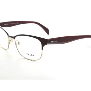Prada Eyeglasses VPR 65R UAN-1o1 Burgundy Gold FRAME 53 mm