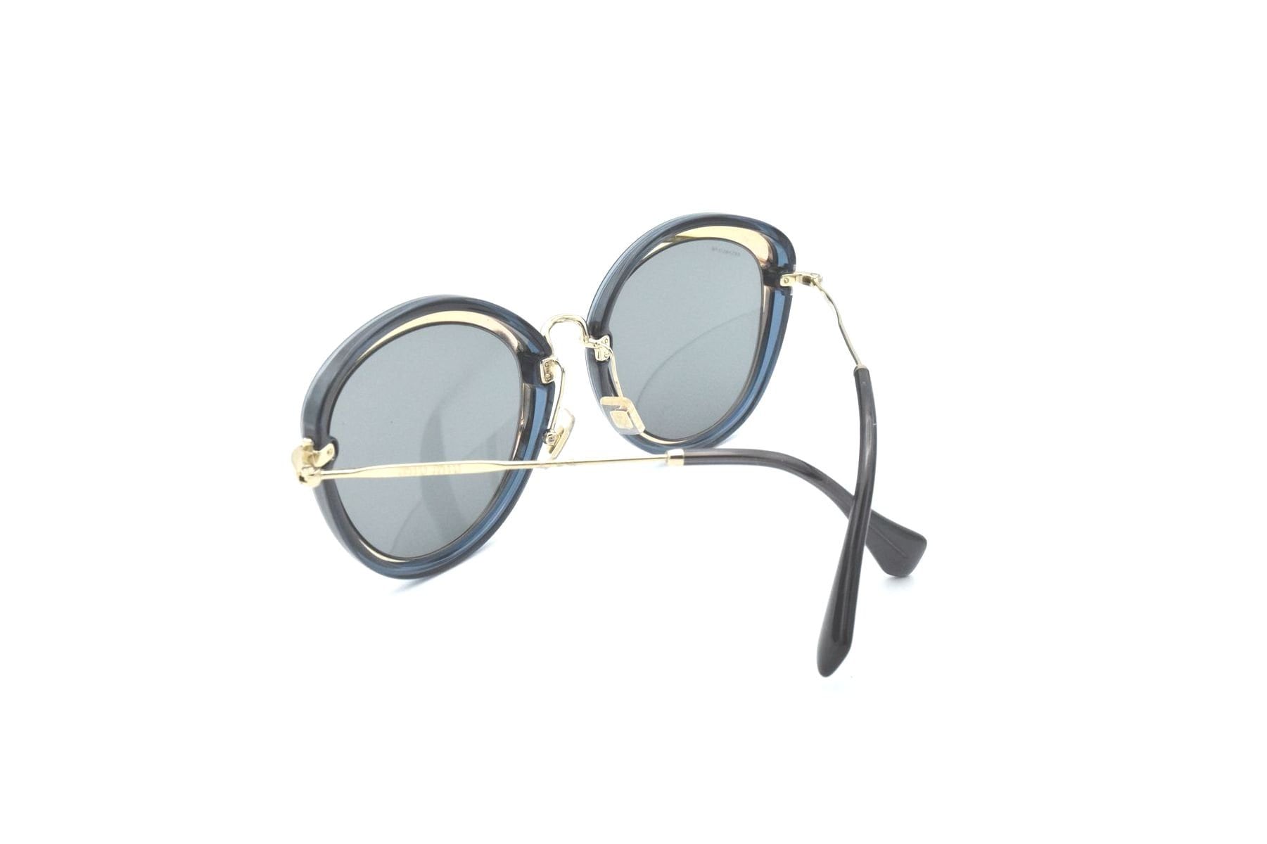 Miu Miu SMU 50R 1AB-9K1 Blue Gray Gold Oval Sunglasses Frame/ Grey Lens Miu Miu SMU 50R 1AB-9K1 Blue Gray Gold Oval Sunglasses Frame  main image 3