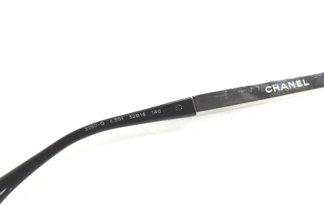 CHANEL 3280-Q c.501 メガネ フレーム Chanel Eyeglasses 3280Q 501 Black Silver/ Galuchat Frame 52mm - Etsy