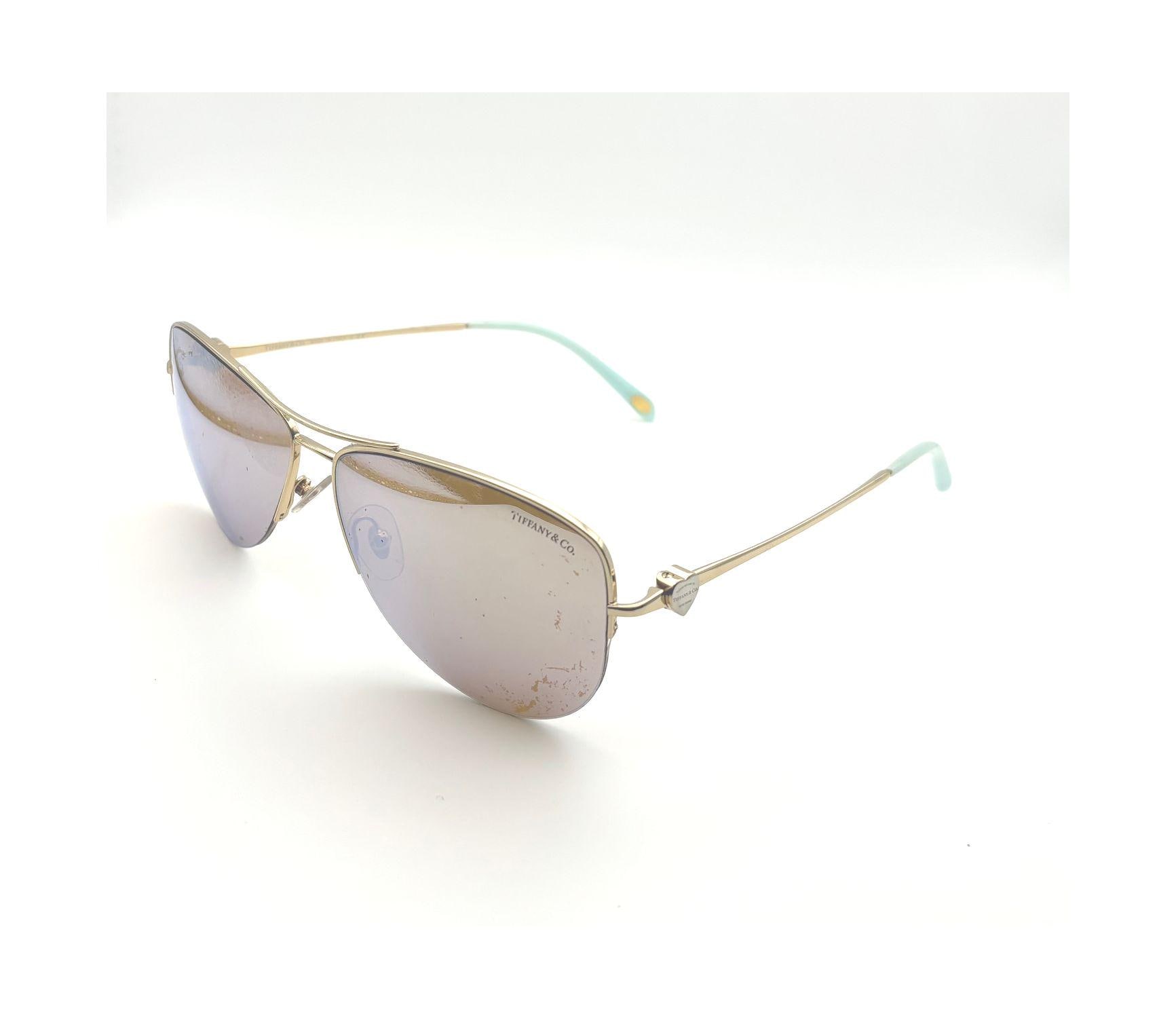 Tiffany & Co Aviator TF 3021 6002/64 Hearts Gold/ Mirrored  display picture 3