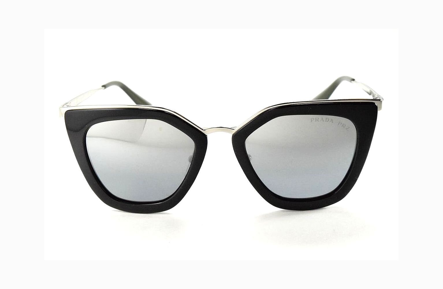 Authentic Prada Black and Gold  Cat-Eye Sunglasses SPR53S Grey Gradient Lenses PRADA Women main image 2