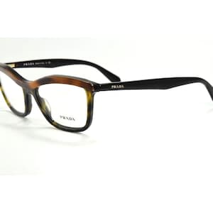 Prada Eyeglasses VPR 17P MA4-1O1 Havana Brown Cat Eye Frame 52-18-140 ITALY RX