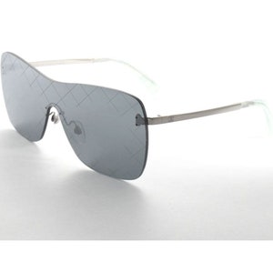 Chanel 4215 124/6G Runway Silver / Silver Mirror Crosshatch Shield Sunglasses