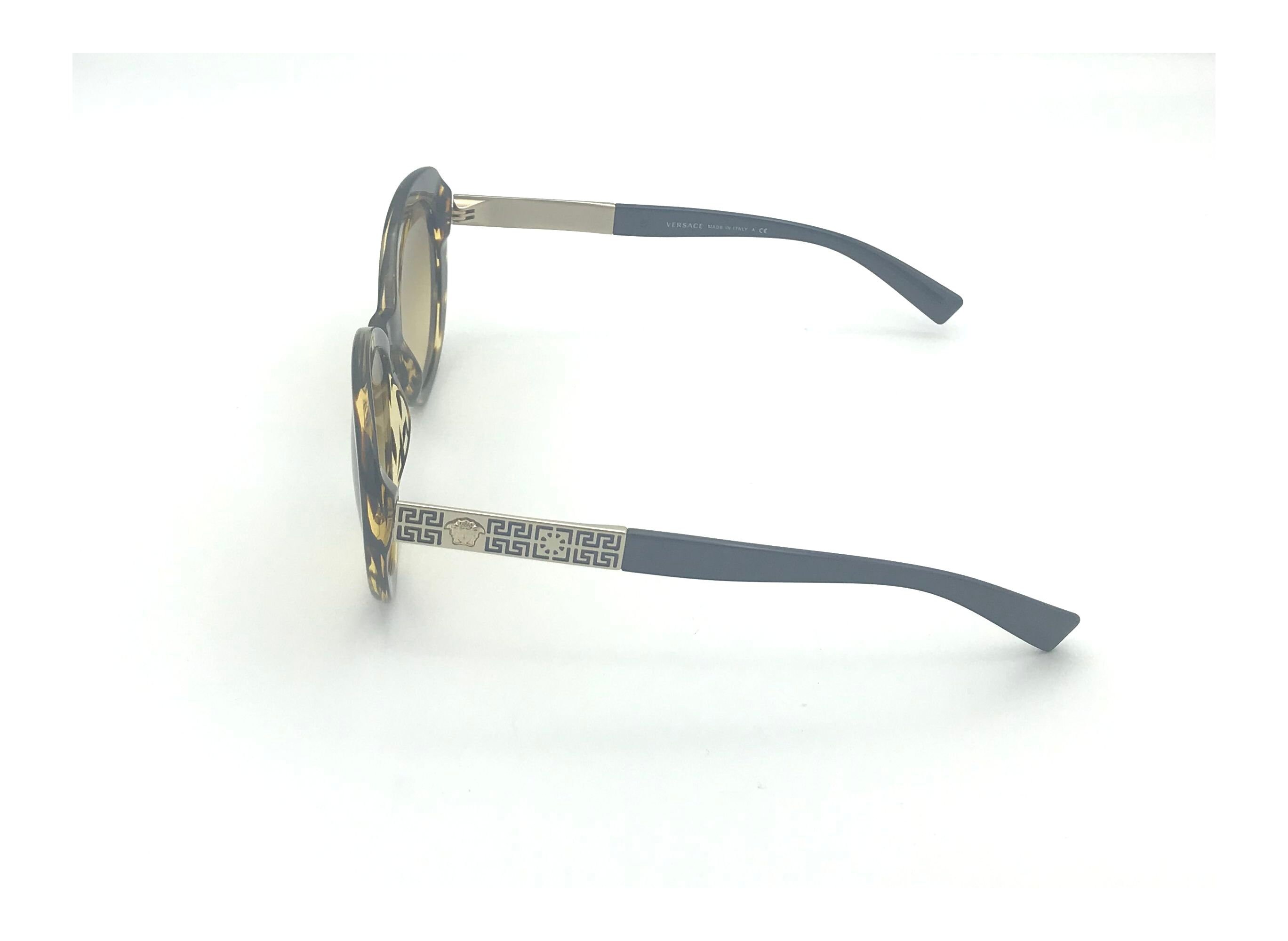 Versace 4318 5202 Stripe Havana Gold / Brown Gradient Lenses 