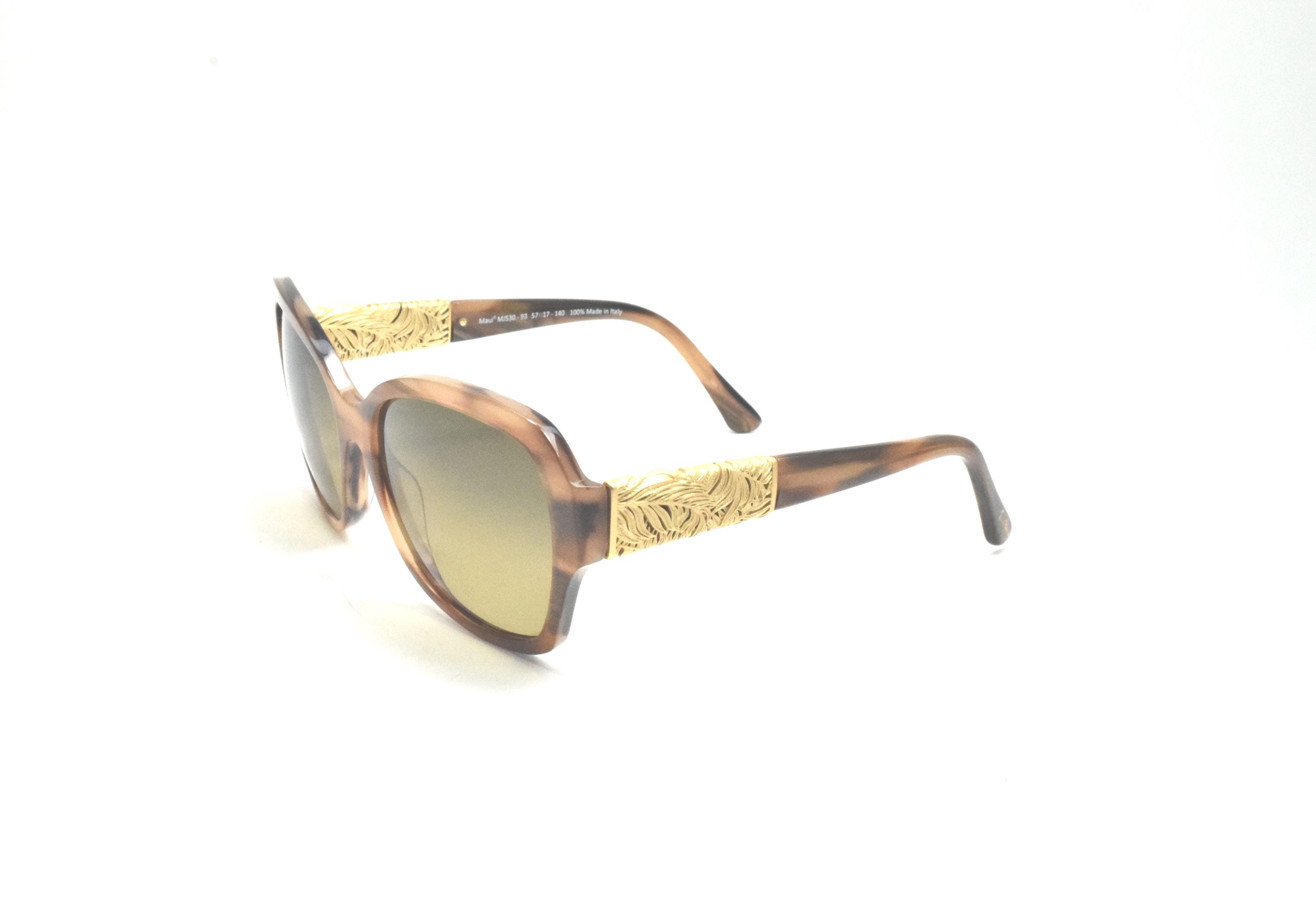 Maui Jim Swaying Palms MJ 530-93 Brown Stripe With 24K Gold  display picture 1