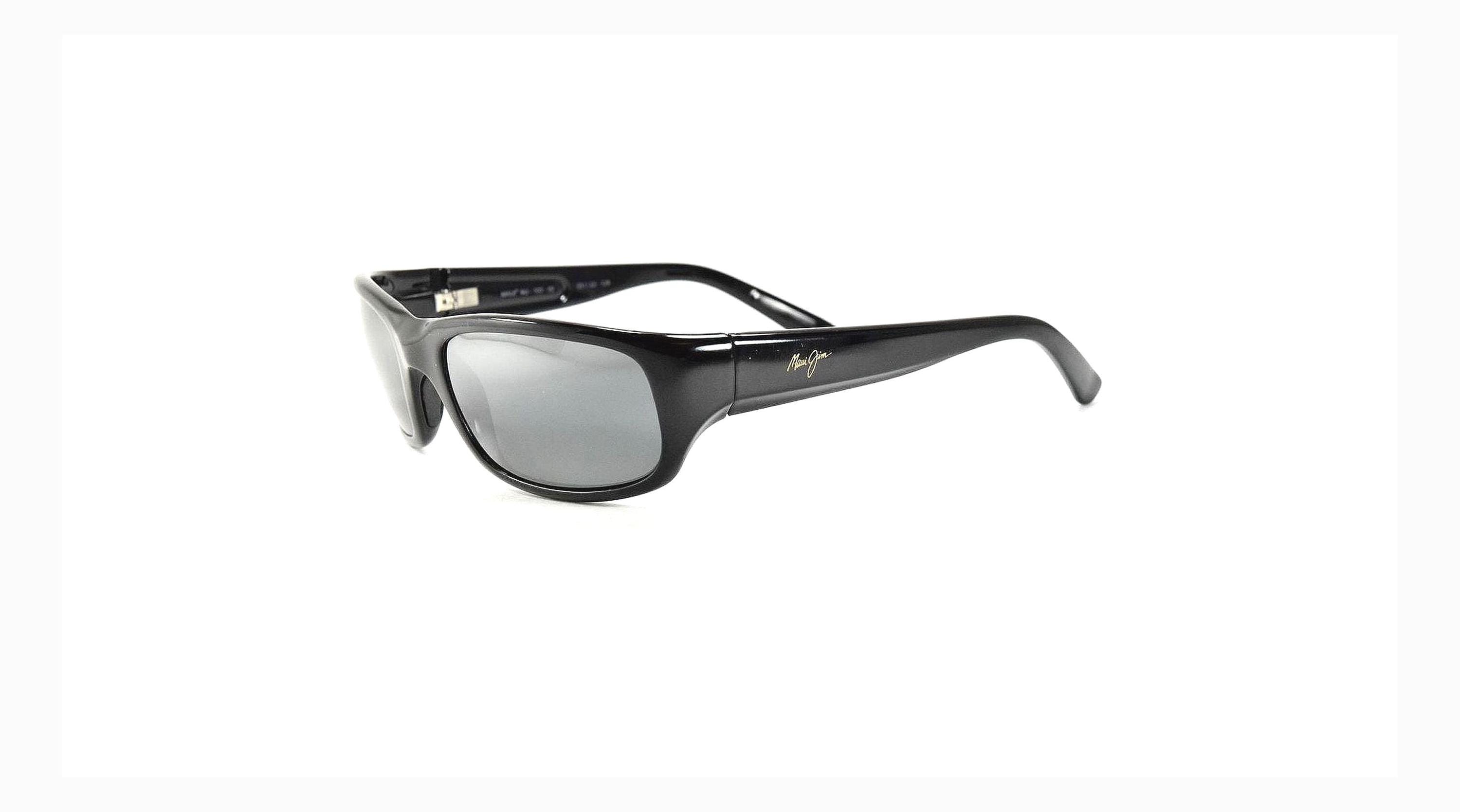 Maui Jim MJ-103-02 Sunglasses with Black Frame and Dark Lenses Made in Italy Maui Jim Stingray MJ-103-02 Black Rectangle Wrap Sunglasses  main image 2