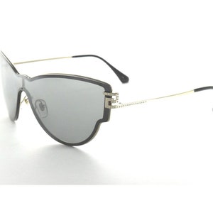 Versace 2172-B 1252/6G Rhinestone Pale Gold Black Cat Eye Frame / Gray Lenses