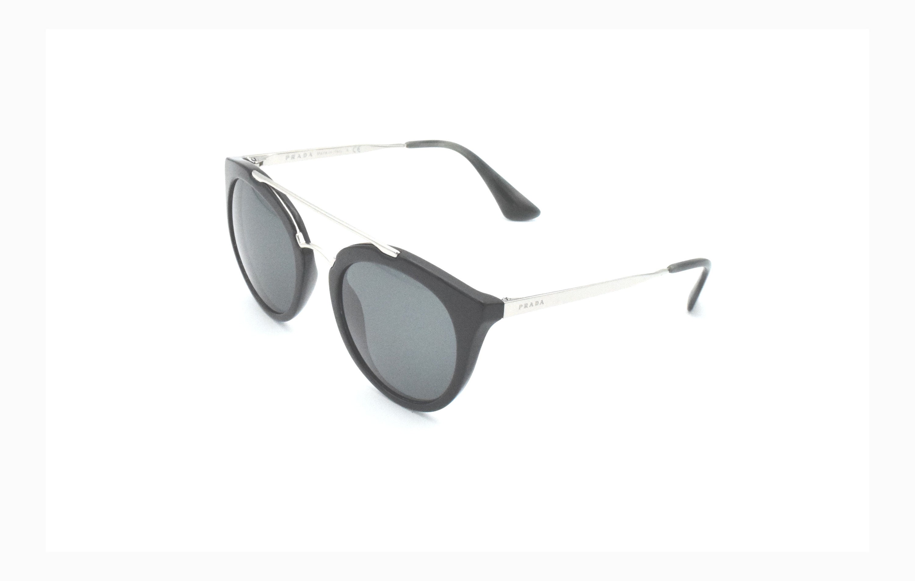 Prada Designer Cinema 23s 1AB-1A1 Black Silver-round W/ Grey 