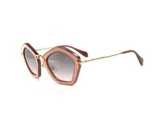 Miu Miu Suede Sunglasses Miu Miu Acetate Suede Geometric Sunglasses SMU06O Dark Rose  main image 2