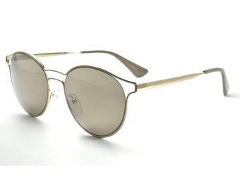 Prada Spr 62s ZVN 1c0 Cinema Metal Antique Gold / Brown/Gold Mirror Lenses