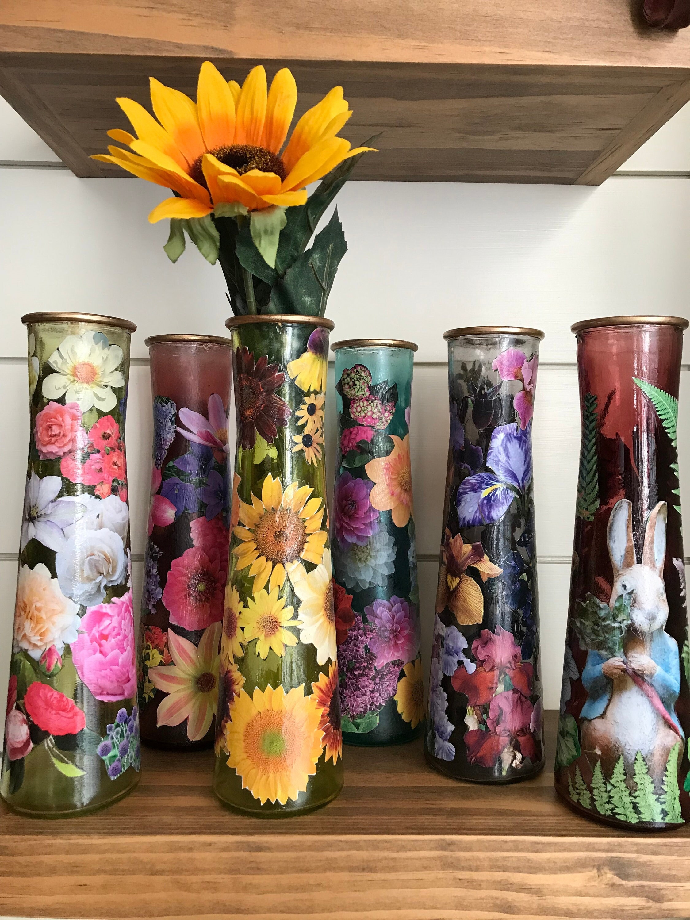 Handmade Decoupage 9glass Vase: Multil-flowers, Irises, Peonies, Dahlias - Etsy Handmade Decoupage 9glass Vase: Multil-flowers, Irises, Peonies, Dahlias - Etsy