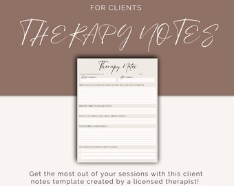 Therapy Session Notes Template for Clients by Licensed Therapist