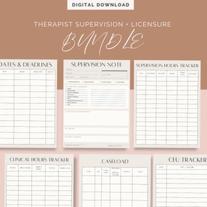 Student and New Provisionally Licensed Therapist Supervision and Hours Tracking Bundle - Digital Download