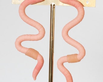 Worm handmade polymer clay dangle earrings