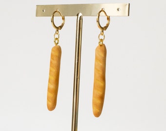Baguette handmade polymer clay huggie earrings