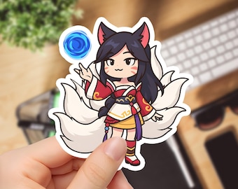 Chibi Ahri Sticker: League of Legends Vinyl Decal for Laptop