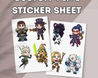 4 Custom League of Legends Chibi Sticker Sheet | 4 LOL Champion Decals