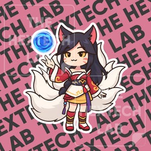 Chibi Ahri Sticker: League of Legends Vinyl Decal for Laptop