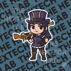 Chibi Caitlyn League of Legends Sticker, Laptop Decal, Gaming Gift, Cute Vinyl Sticker, Water Bottle Sticker, Phone Sticker, Lol Stickers