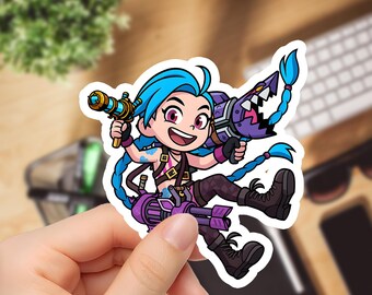 Chibi Jinx Sticker: League of Legends Arcane, Glossy Vinyl