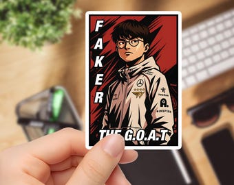 Faker The G.O.A.T Kiss-Cut Sticker | Esports Pro Player Illustration
