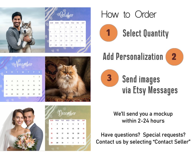 Custom Calendar 2024 Personalized Desk Calendar With Photo Custom Gift