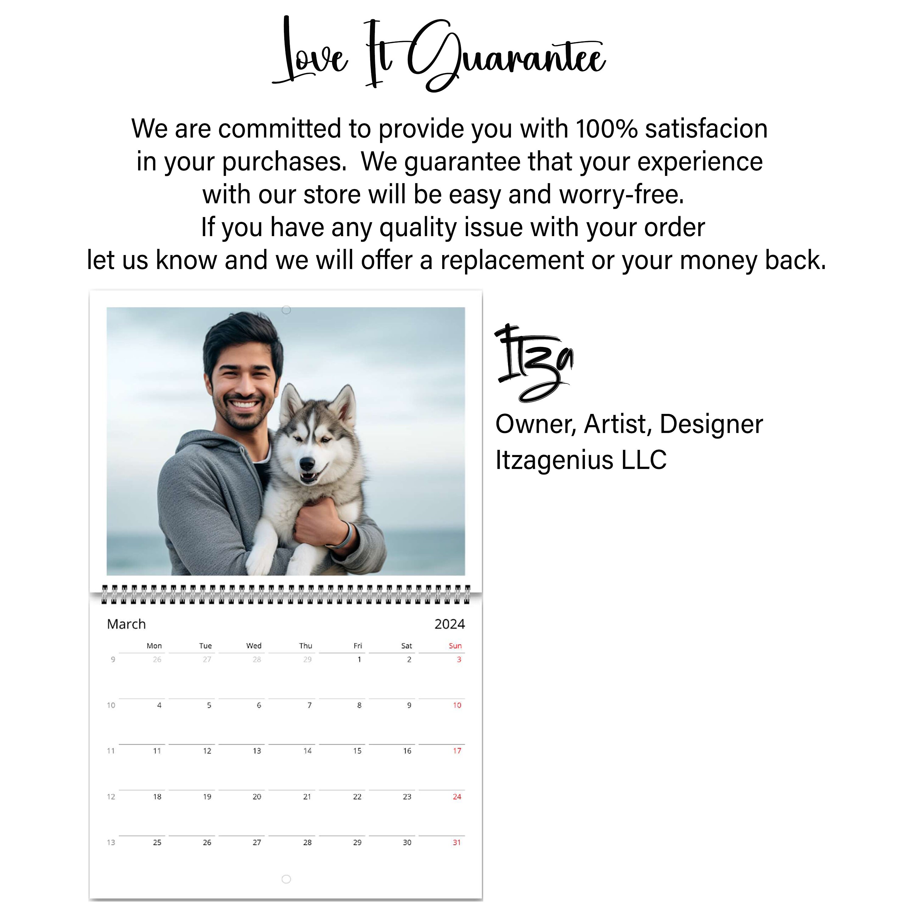 Personalized Photo Calendar 2024 Custom Wall Calendar Office Gift for