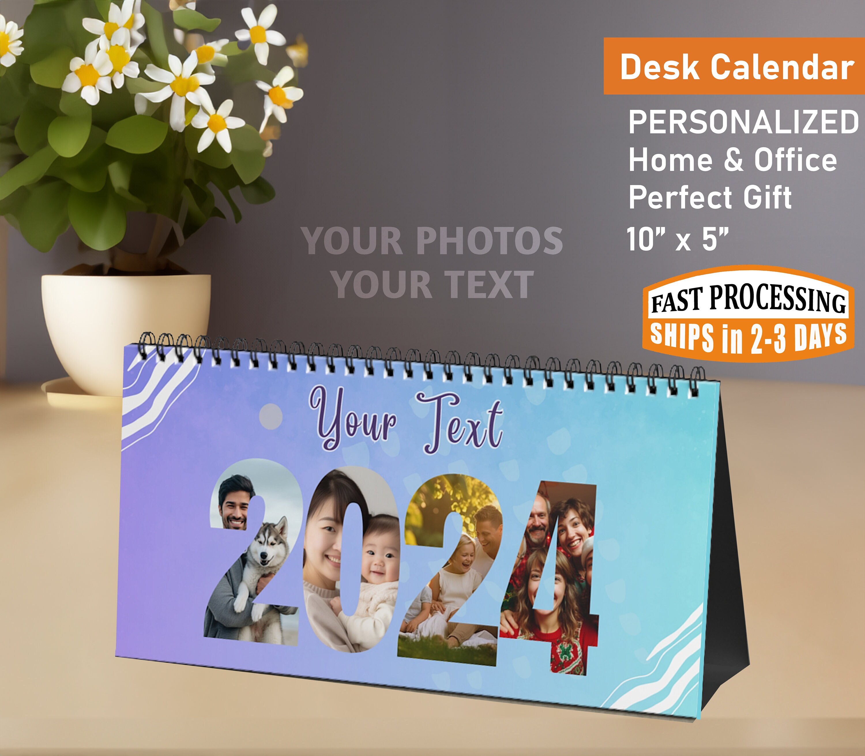 Custom Calendar 2024 Personalized Desk Calendar With Photo Custom Gift