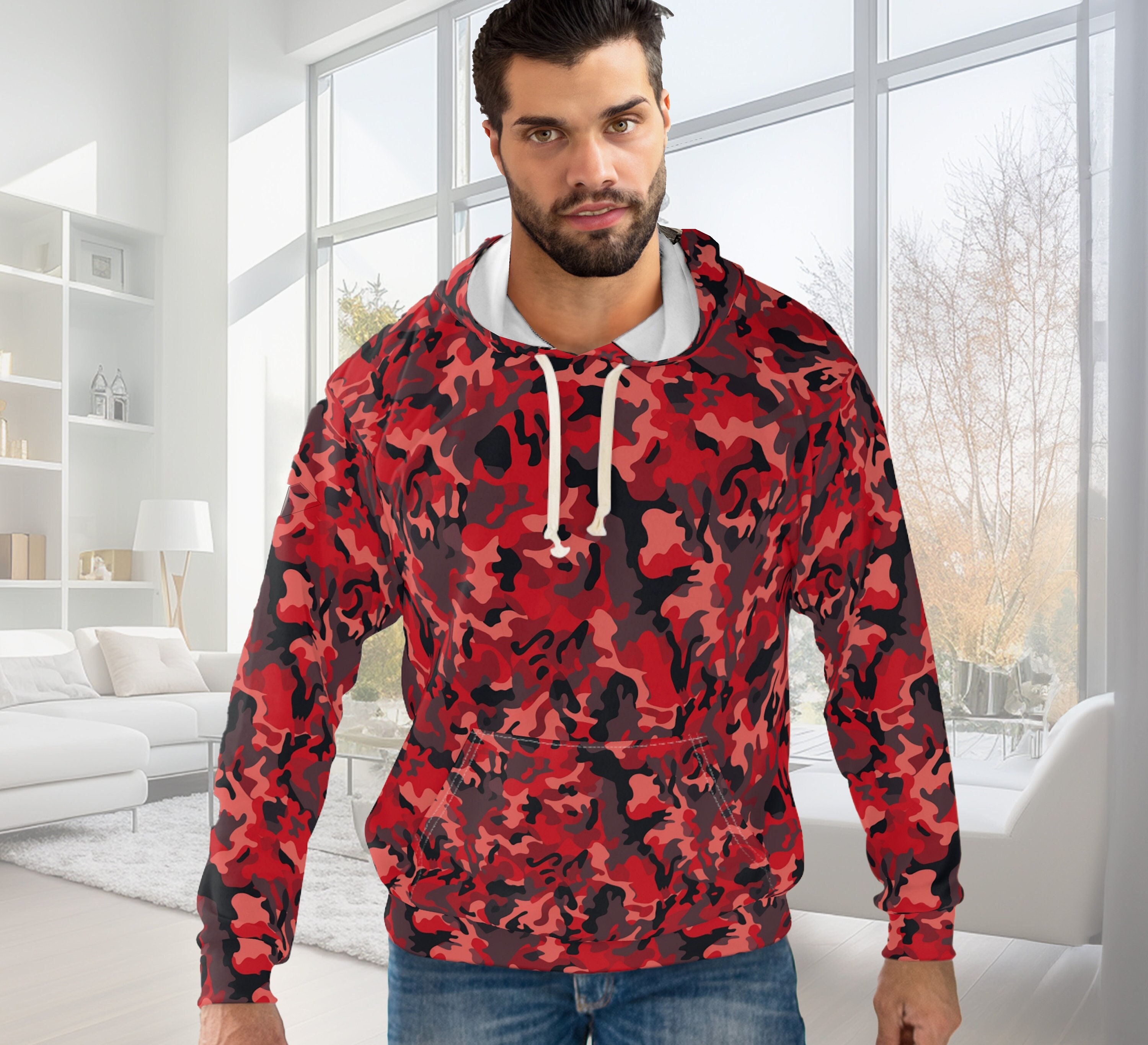 Red Camo Hoodie Etsy UK