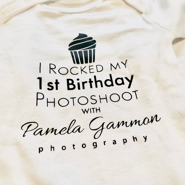 Custom 1st Birthday Newborn Photography Logo Onesies®, Photographer Marketing Gift, Photography Studio Customized First Birthday Onesie®