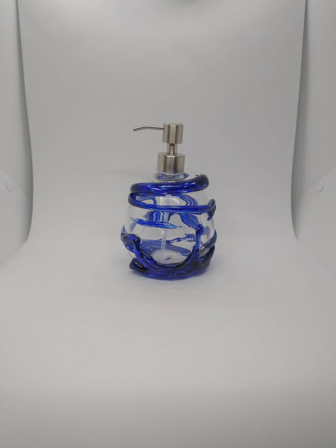 Hand Blown Glass Soap Pump Glass Soap Dispenser Hand Blown Etsy