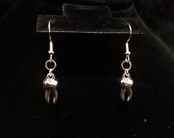 Silver Tooth Dangle Earrings