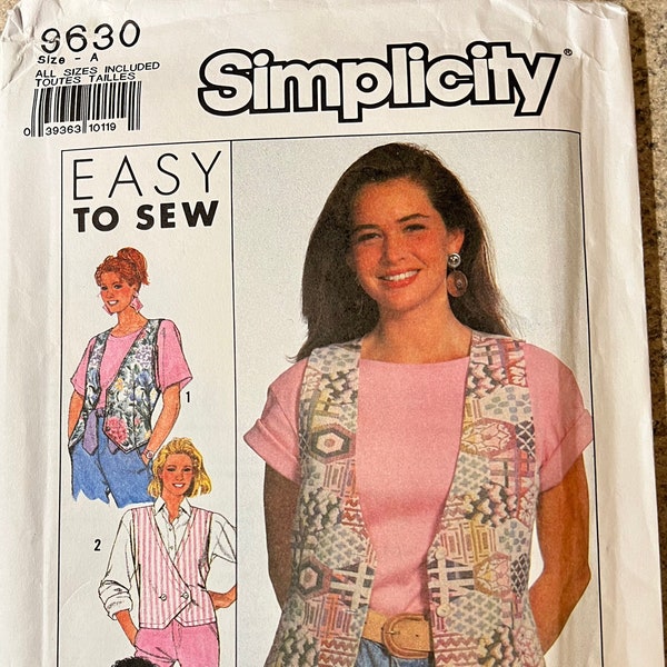 Vintage 1996 Simplicity easy to sew pattern # 9630 (all sizes)