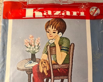 Vintage Kazari Punch Embroidery kit - Boy on the Phone*
