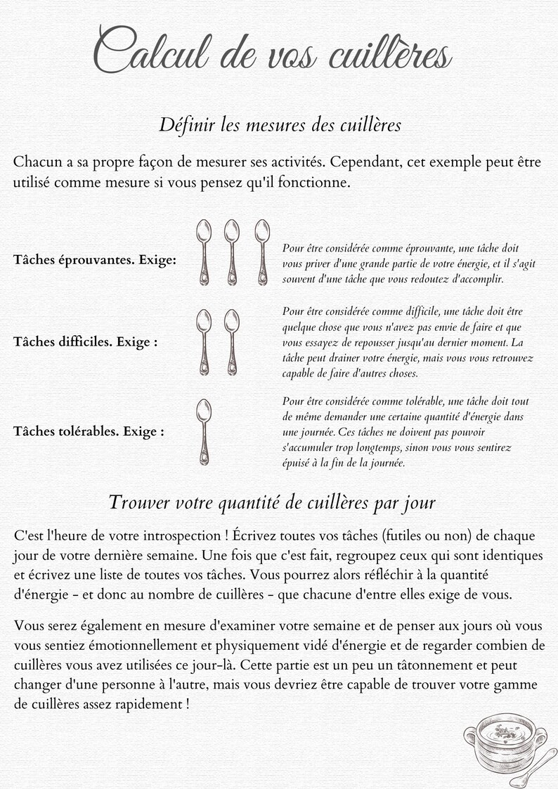 Printable Spoon Theory Guide and Planner Guide Imprimable De Etsy