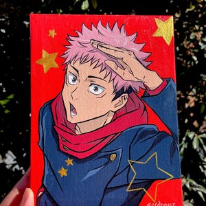 Handmade Anime Canvas Painting || 6x6in Anime Wall Art || Kawaii Anime Decor for Fans || Canvas Wall Art