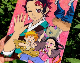 Handmade Chibi Anime Canvas Painting: Kawaii Acrylic Wall Art (8x10in)