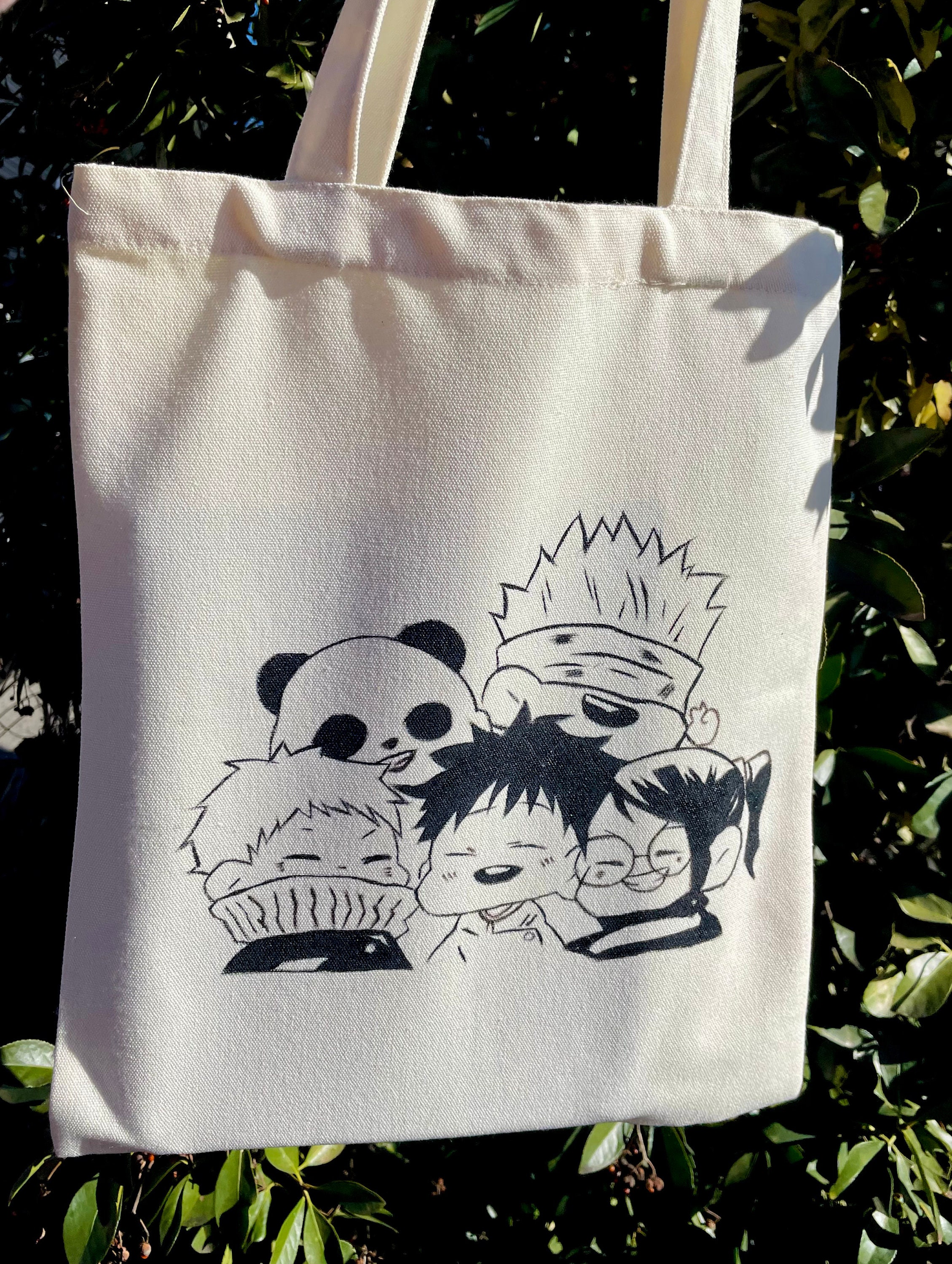 Hand Painted Anime Minimalist Canvas Shoulder Tote Bag Stock Etsy